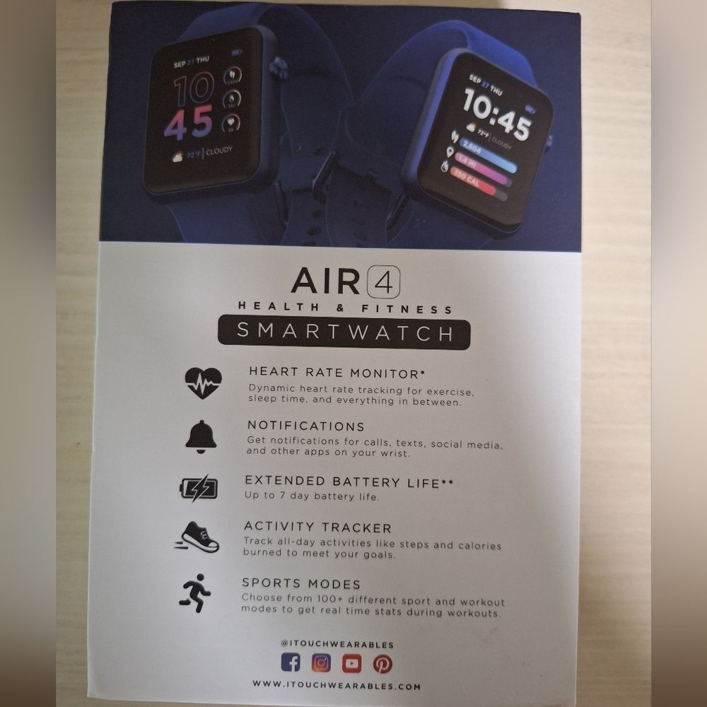 iTouch Air 4 Unisex Blue Silicone Strap Smartwatch 41 mm Fully Charged - Picture 5 of 8